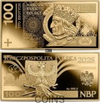 100 zł Polskie banknoty obiegowe złota moneta