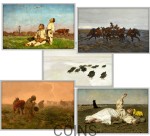 5 x 500CFA Srebro Chełmoński BOCIANY, KUROPATWY, BABIE LATO, CZWÓRKA, BURZA